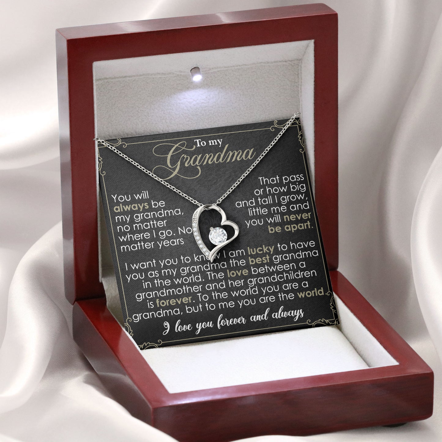 To My Grandma Necklace Gift with Love and Message Card