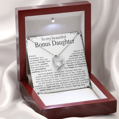 To My Beautiful Bonus Daughter Inspirational Necklace