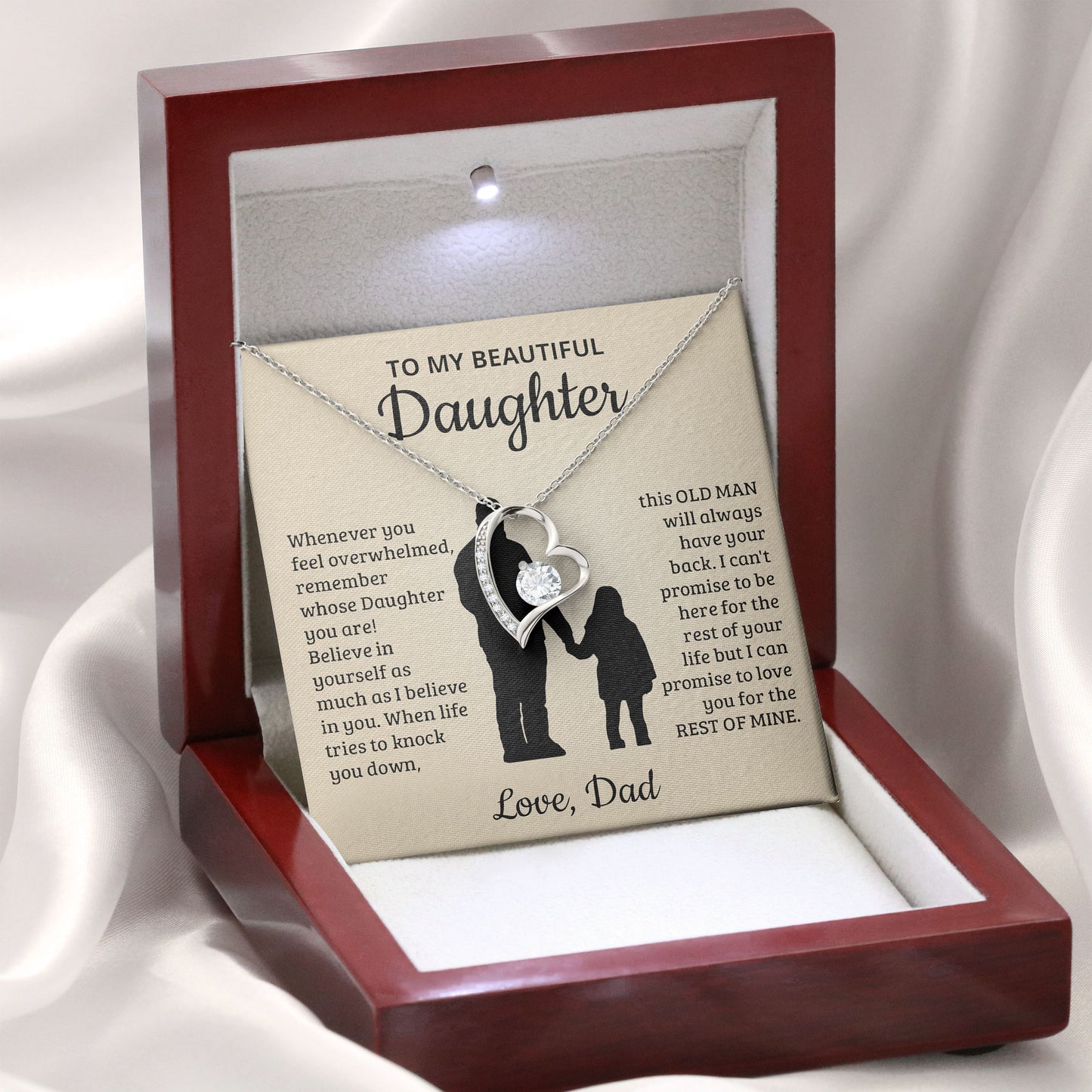 To My Beautiful Daughter Necklace Gift with Loving Message