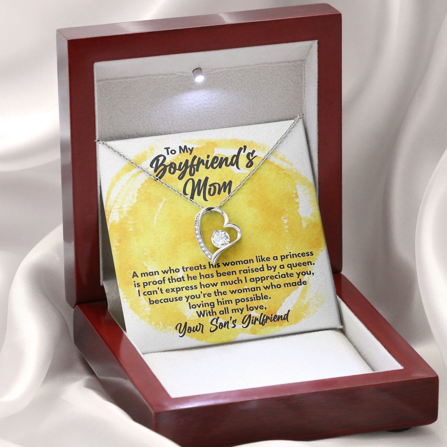 To My Boyfriend's Mom Necklace, Valentines Day, Mother's Day Keepsake, Anniversary Present