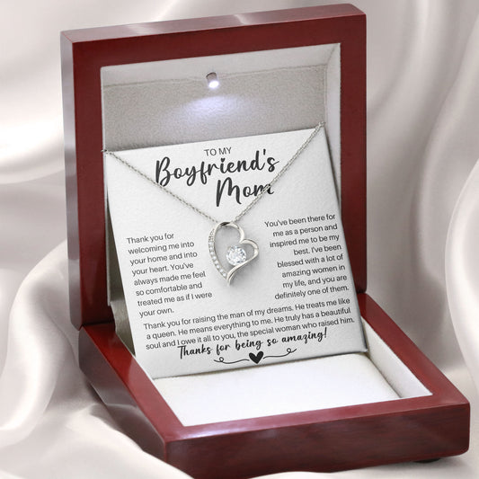 To My Boyfriend's Mom Necklace Gift Box With Message Card, Valentines Day, Mother's Day Keepsake