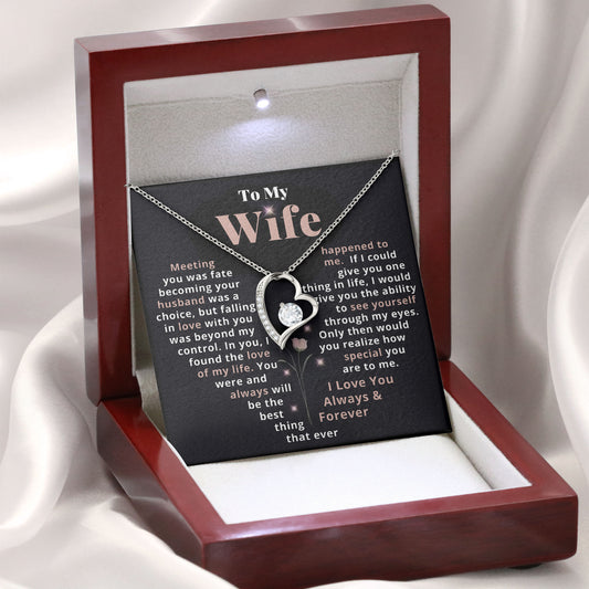 To My Wife Necklace Message & Elegant Box, Jewelry Gift For Birthday, Valentines, Mothers Day