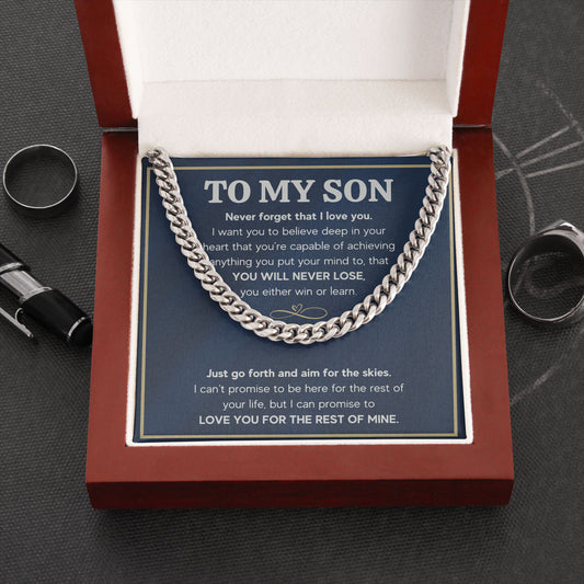 To My Son Cuban Link Chain Necklace from Mom and Dad