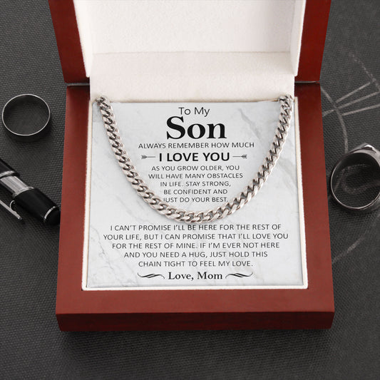 To My Son Necklace with Message Card and Gift Box From Mom