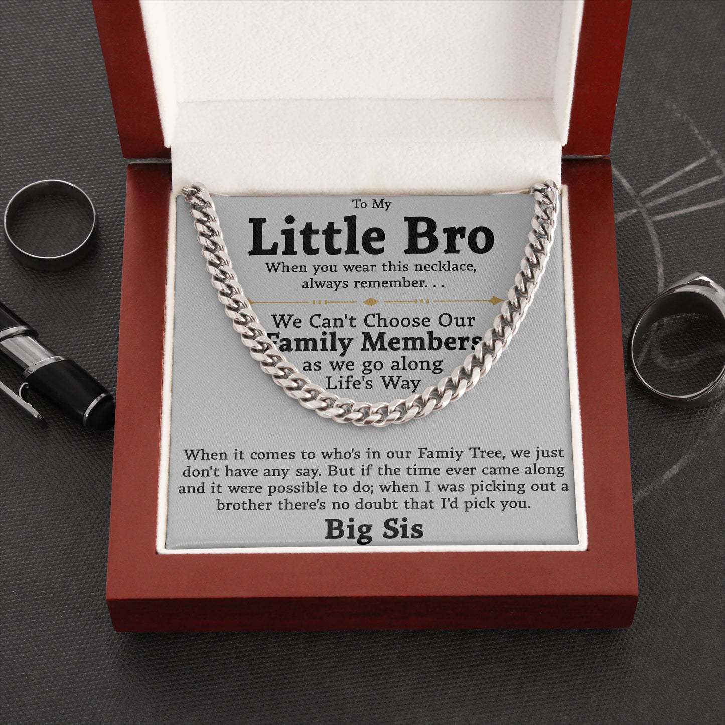To My Little Brother Cuban Link Chain Necklace