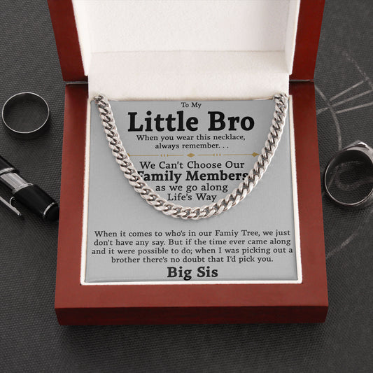 To My Little Brother Cuban Link Chain Necklace