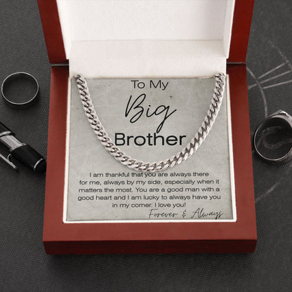 To My Big Brother Cuban Link Chain Necklace with Box From Sister