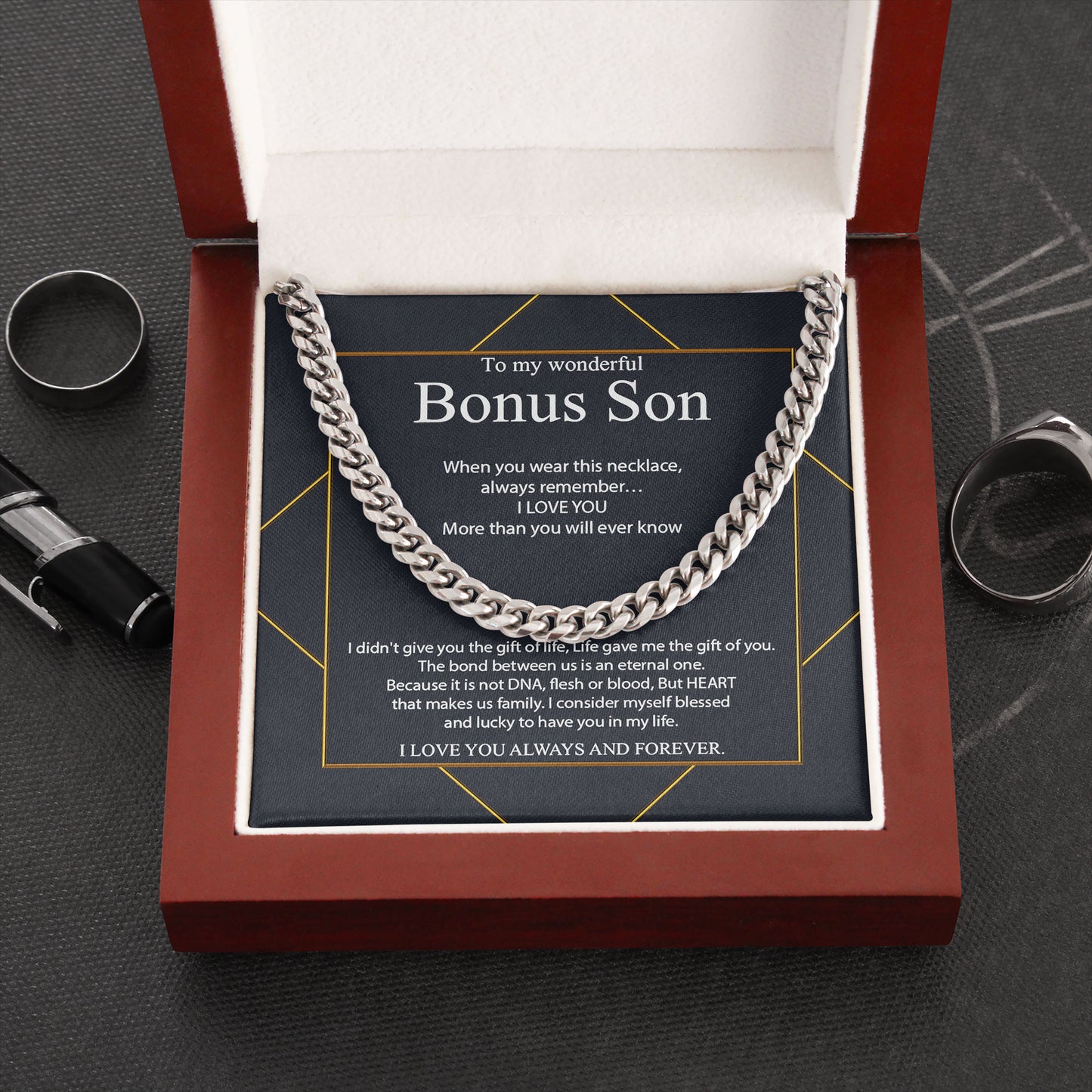 To My Wonderful Bonus Son Necklace Gift from Parents
