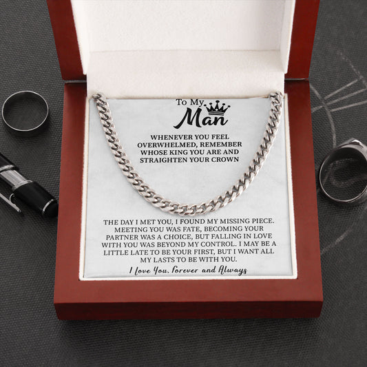 To My Man Necklace Cuban Chain With Message Card