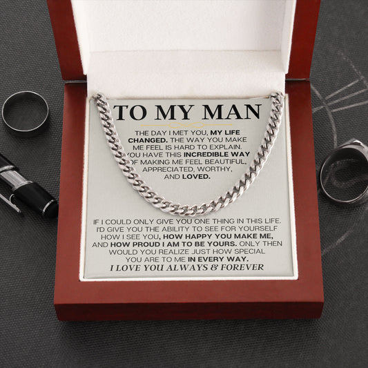 To My Man Necklace With Message Card Birthday Valentine Gift