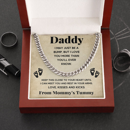To My Daddy Cuban Link Chain Necklace with Box, Father's Day, Birthday Gifts