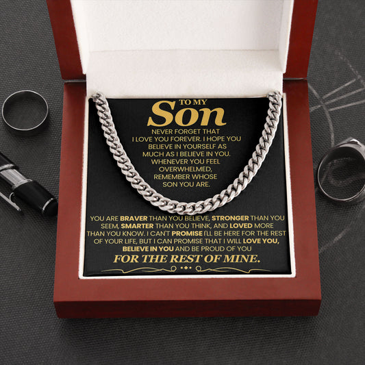 To My Son Cuban Chain Necklace Gift for Birthday and Anniversary