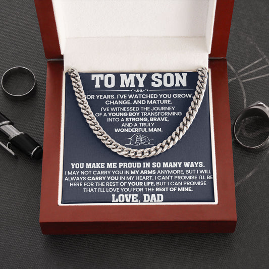 To My Son Necklace with Inspirational Message Card From Dad