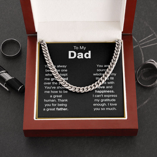 To My Dad Necklace Gift for Father Cuban Link Chain Jewelry