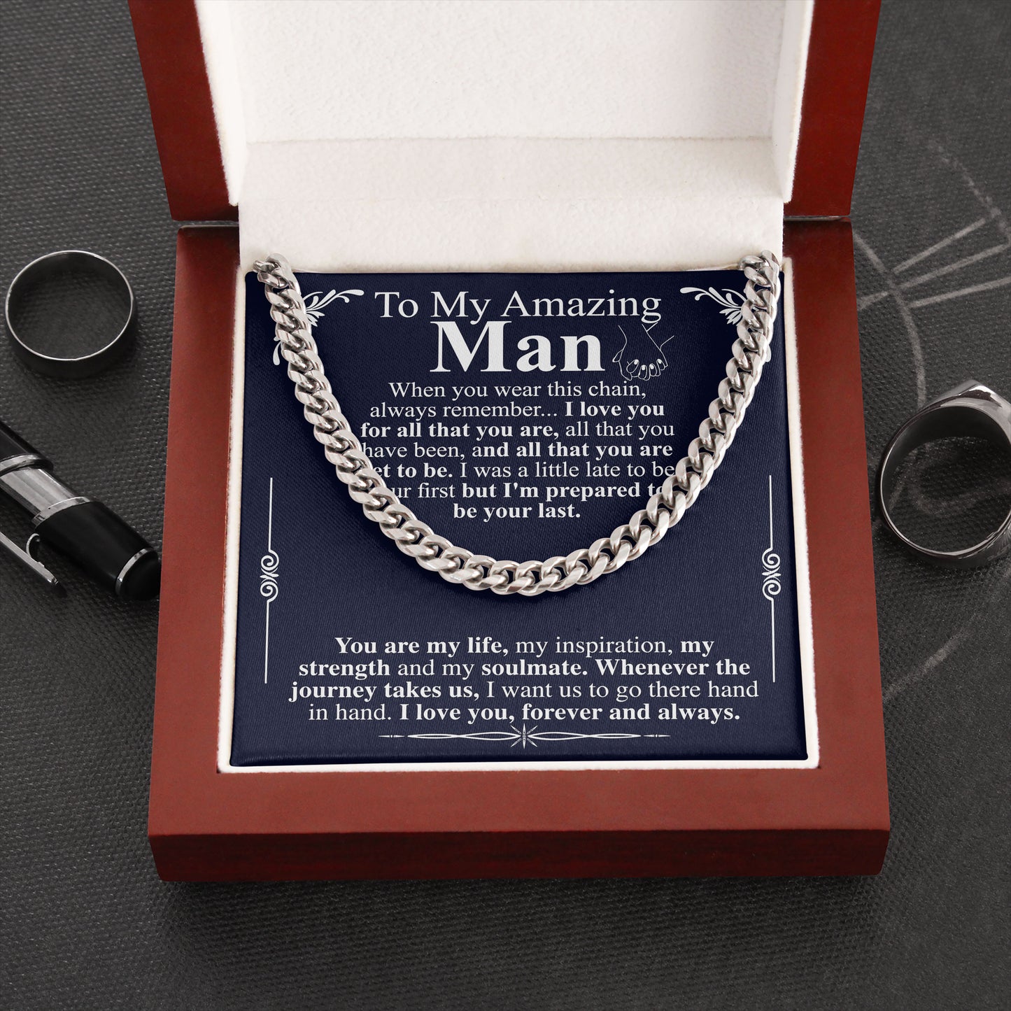 To My Amazing Man Cuban Link Chain Necklace