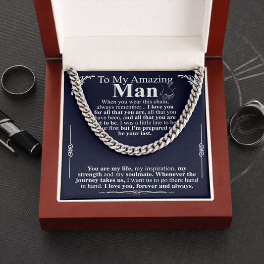 To My Amazing Man Cuban Link Chain Necklace