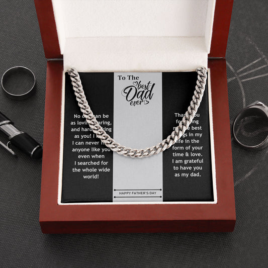 To The Best Dad Ever Necklace Gift Father Cuban Link Chain