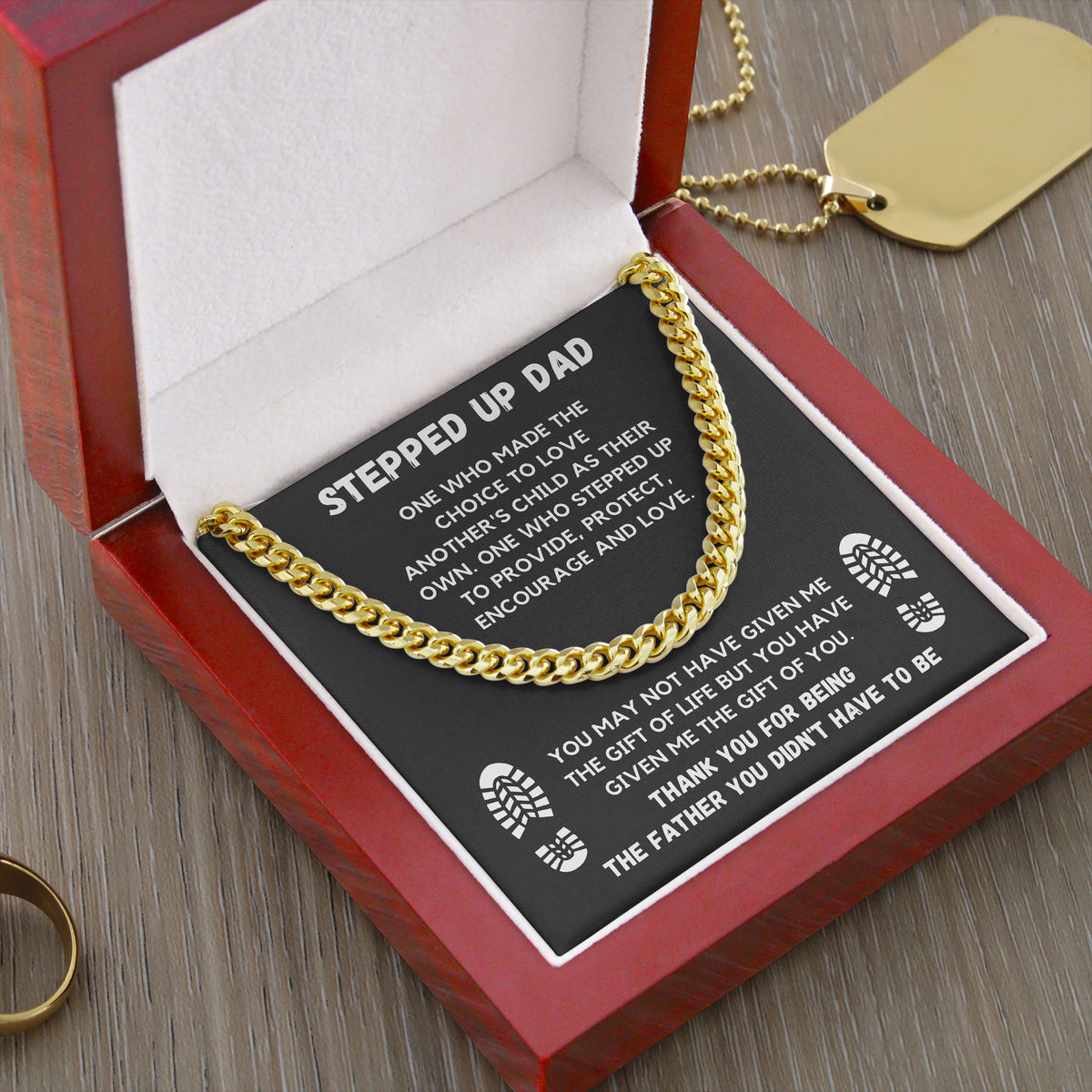Stepped Up Dad Necklace Gift Father Cuban Link Chain