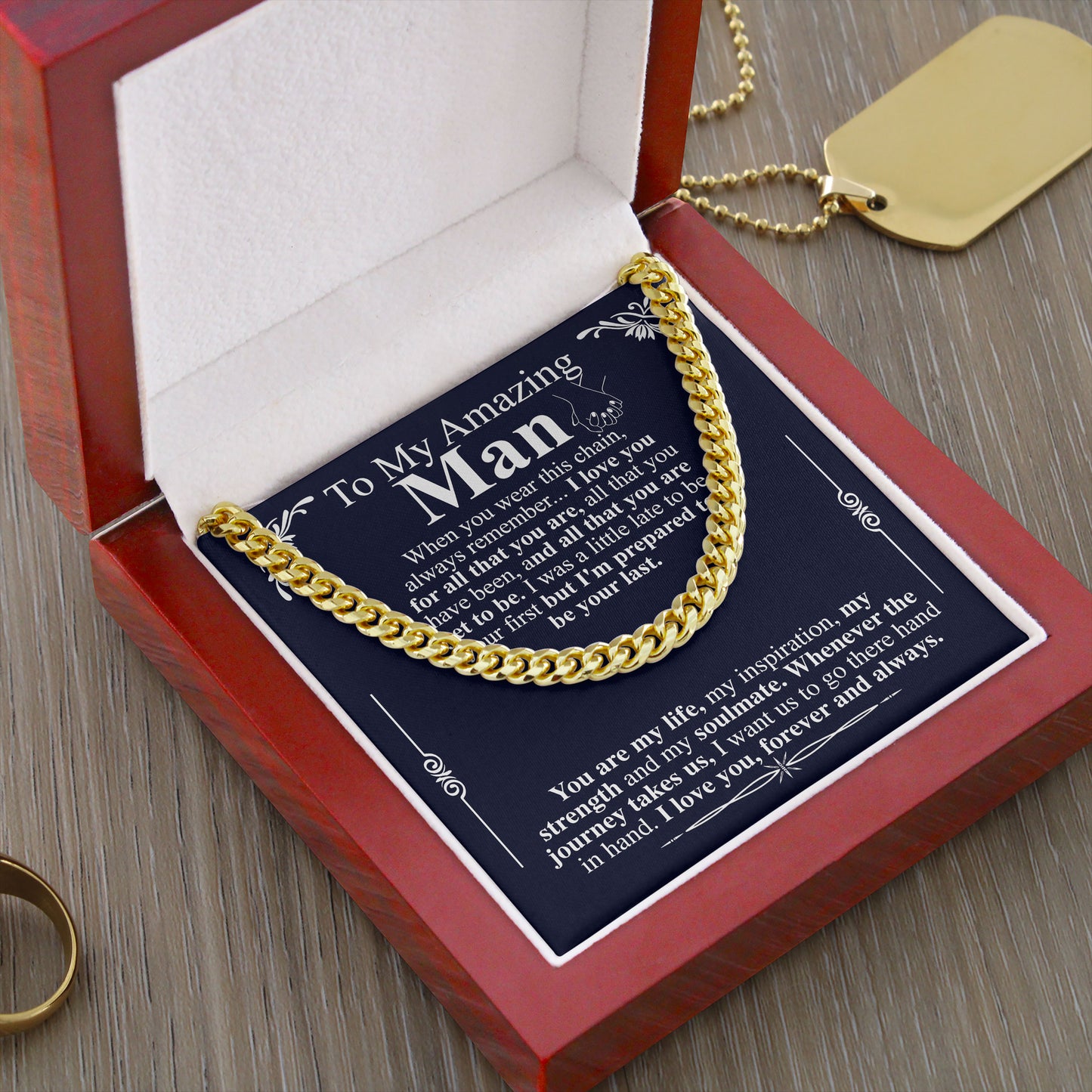 To My Amazing Man Cuban Link Chain Necklace