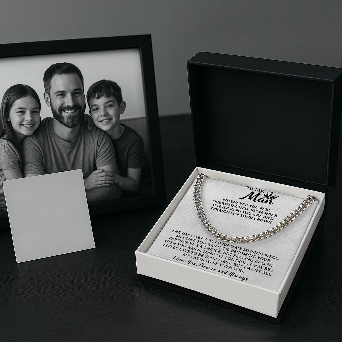 To My Man Necklace Cuban Chain With Message Card