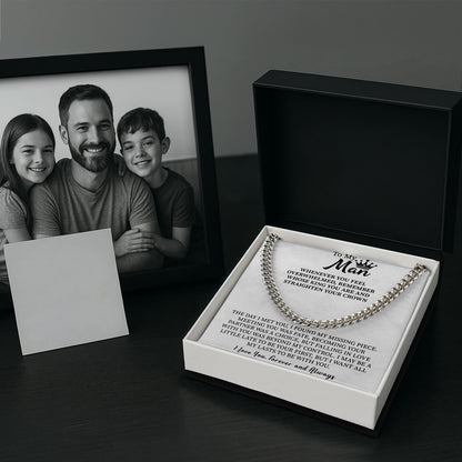 To My Man Necklace Cuban Chain With Message Card
