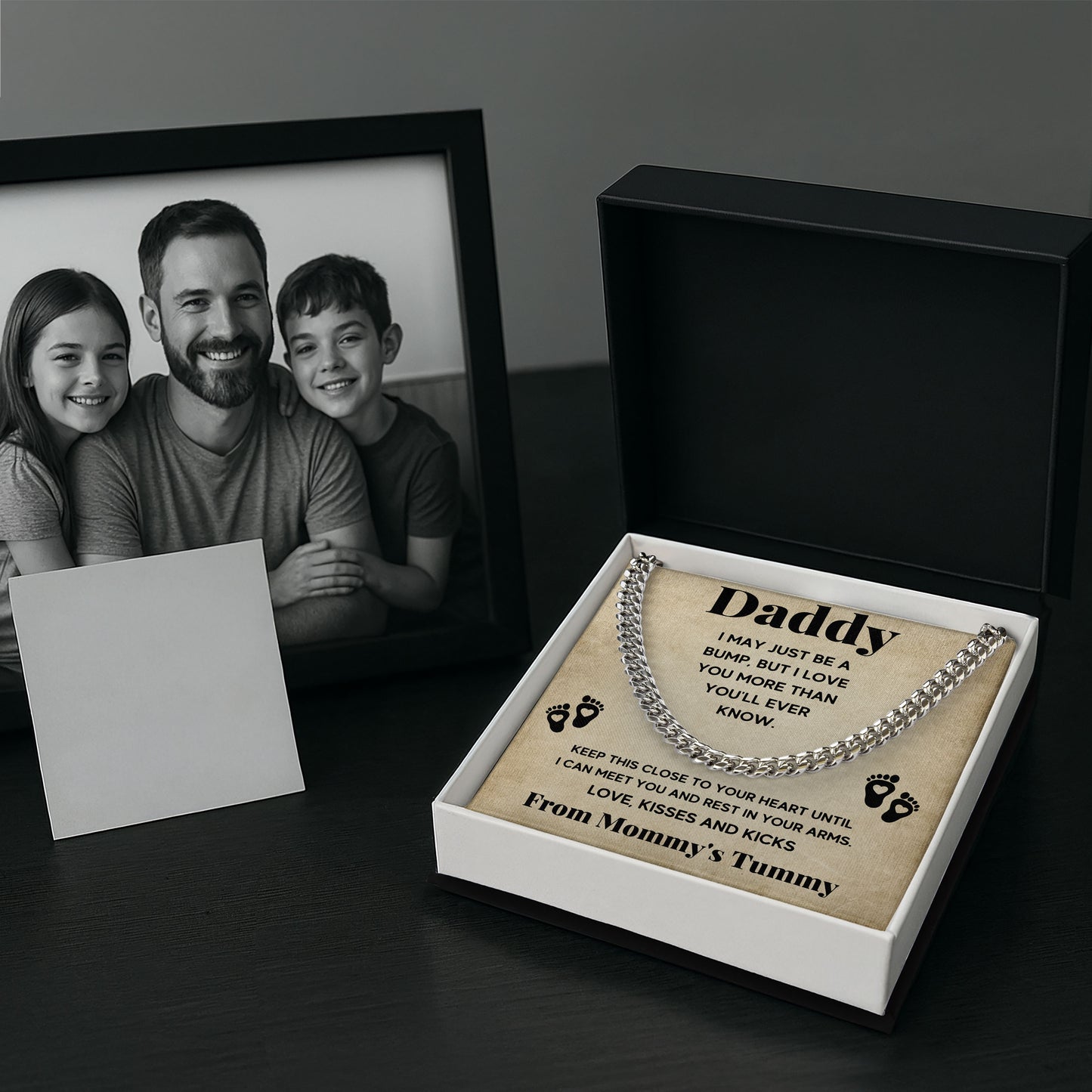 To My Daddy Cuban Link Chain Necklace with Box, Father's Day, Birthday Gifts