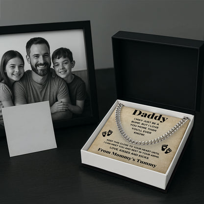 To My Daddy Cuban Link Chain Necklace with Box, Father's Day, Birthday Gifts