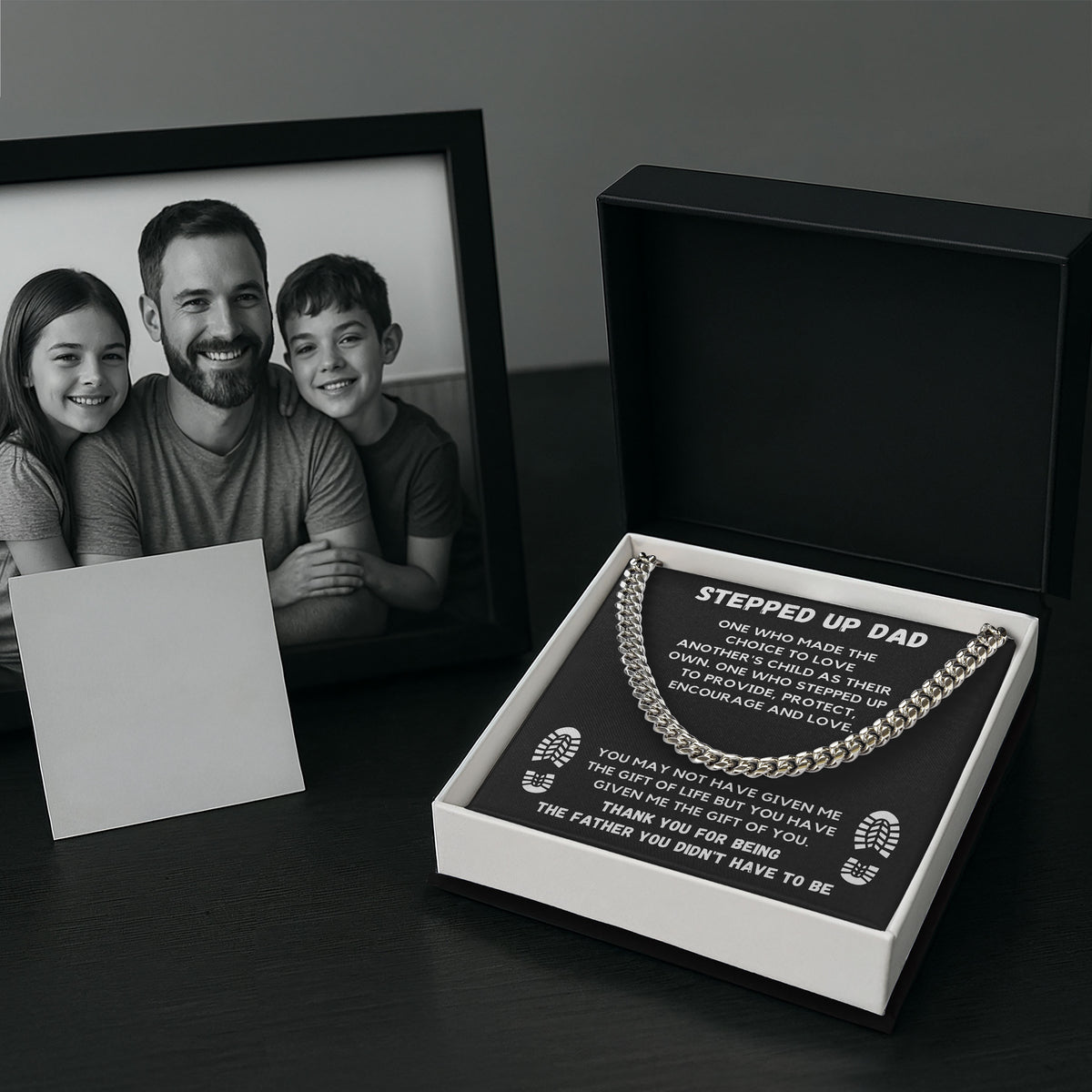 Stepped Up Dad Necklace Gift Father Cuban Link Chain