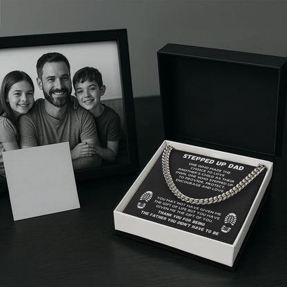 Stepped Up Dad Necklace Gift Father Cuban Link Chain
