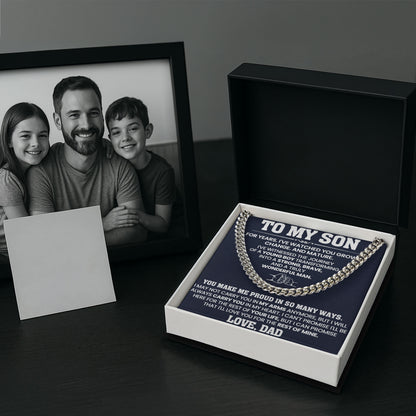 To My Son Necklace with Inspirational Message Card From Dad