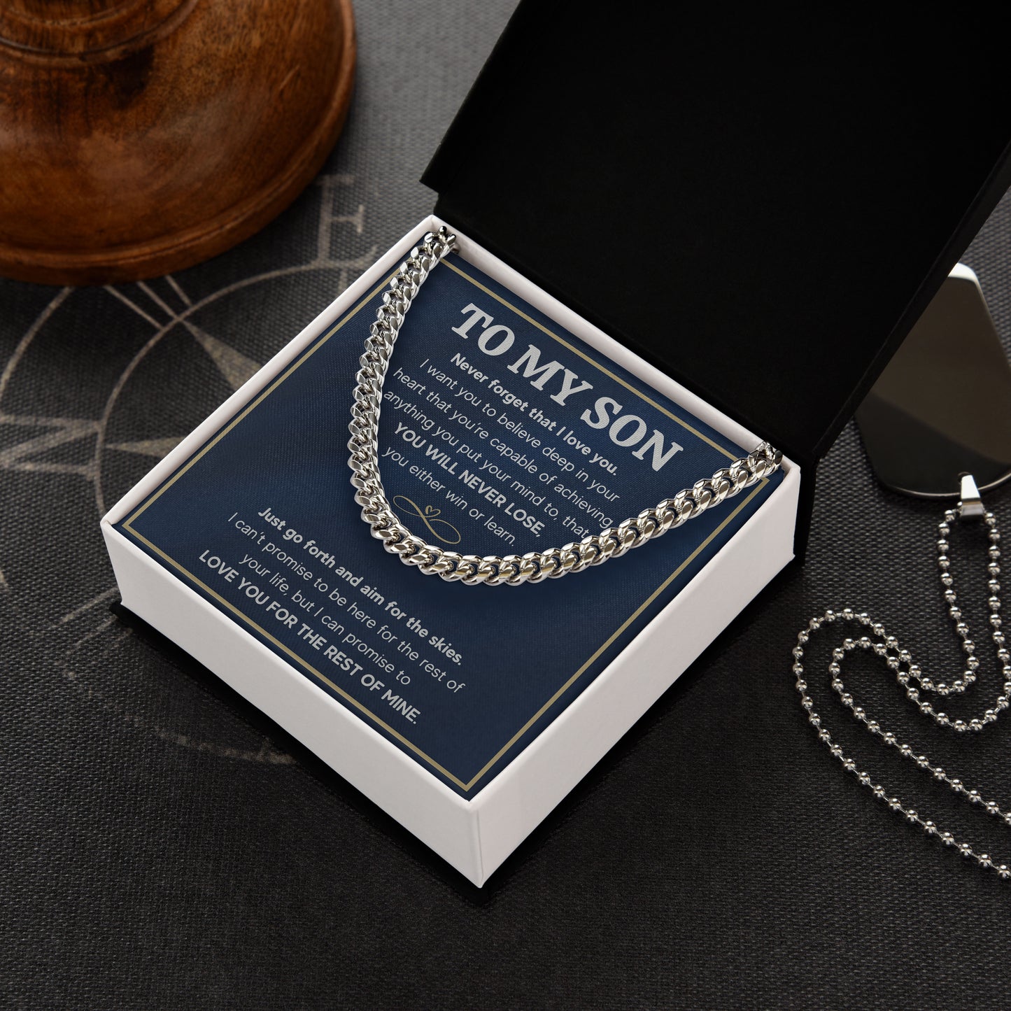 To My Son Cuban Link Chain Necklace from Mom and Dad