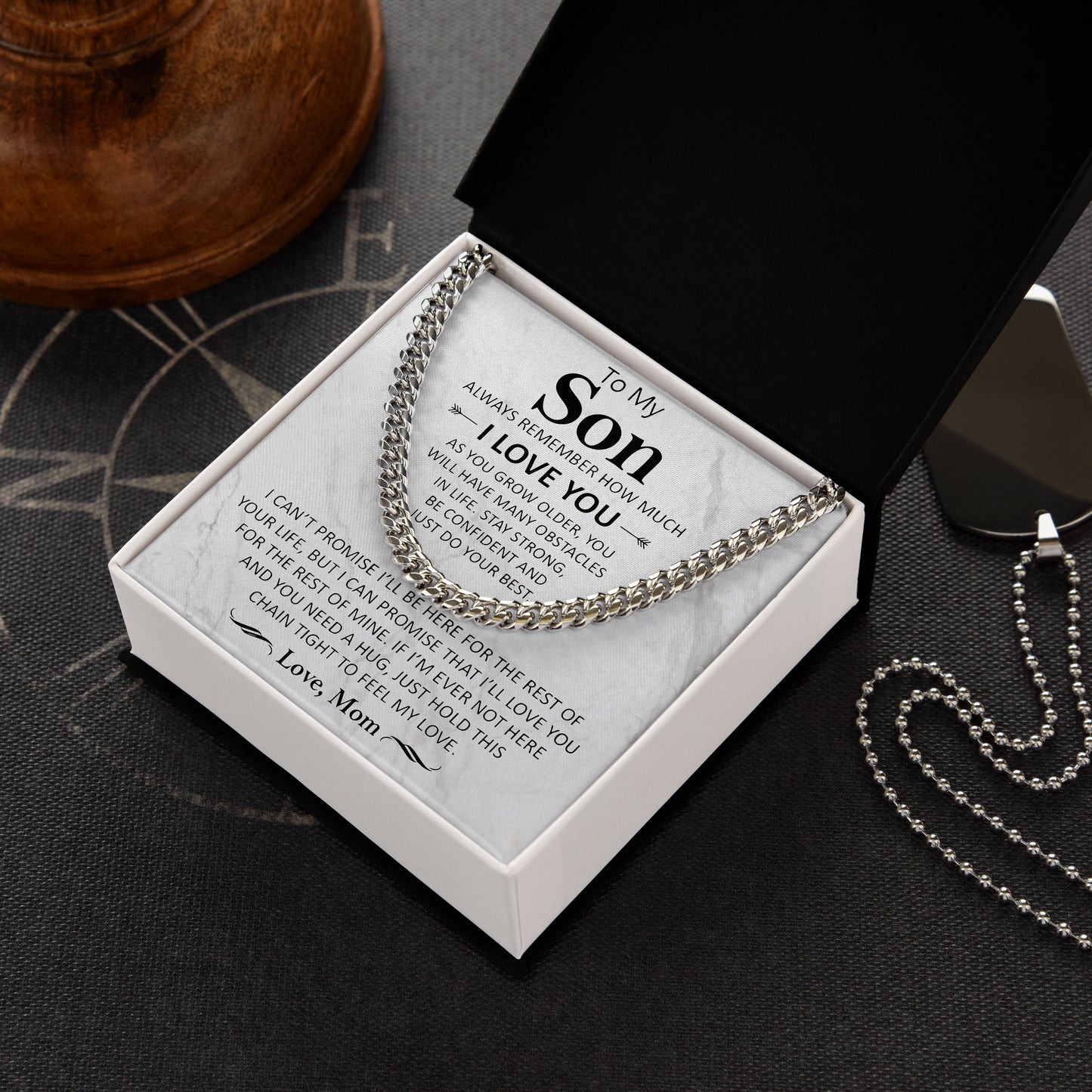 To My Son Necklace with Message Card and Gift Box From Mom