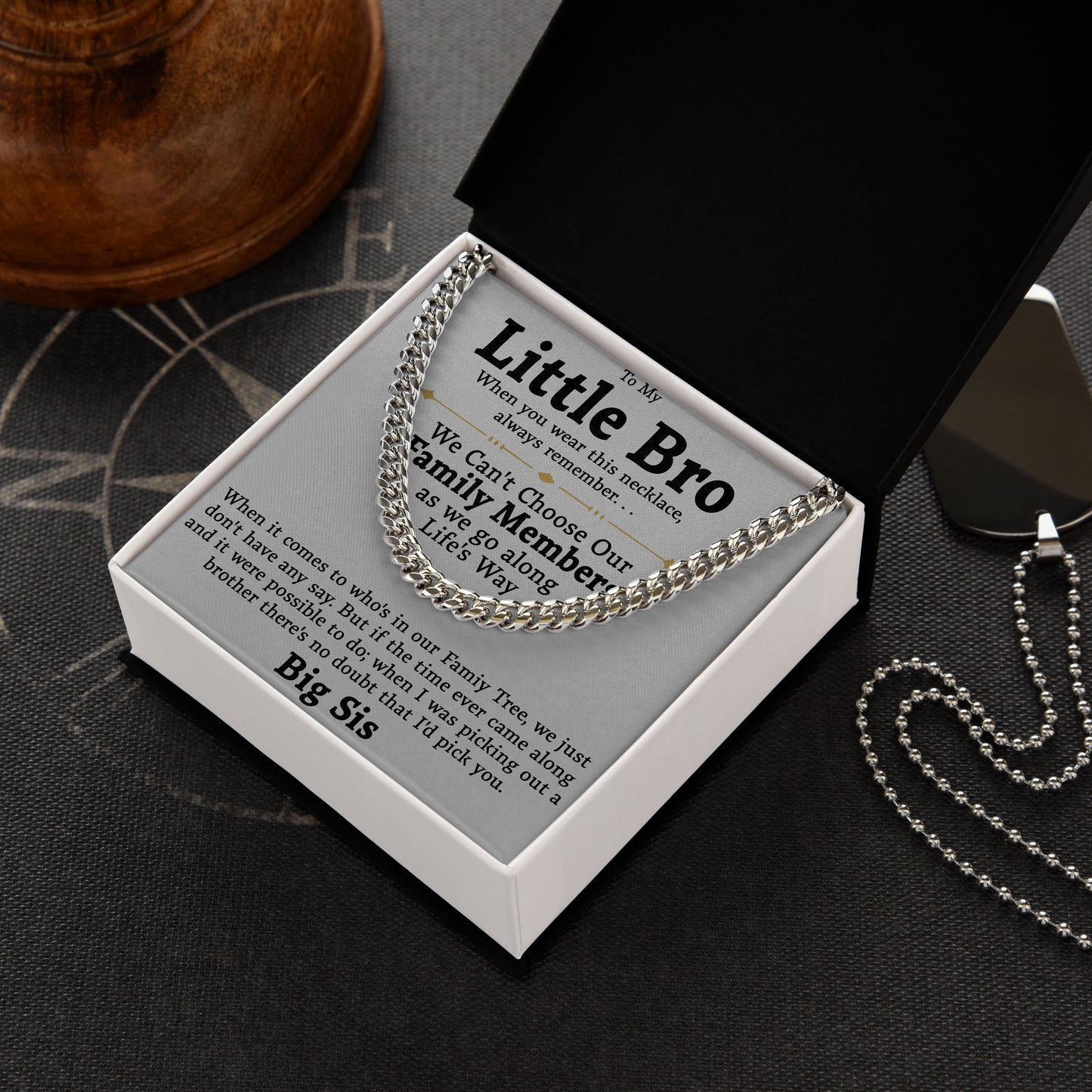 To My Little Brother Cuban Link Chain Necklace