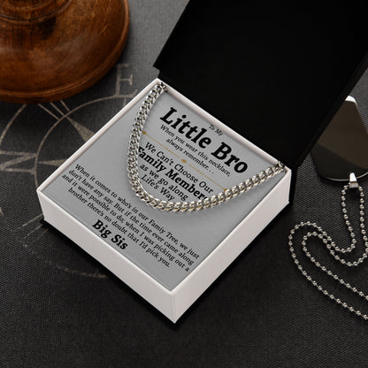 To My Little Brother Cuban Link Chain Necklace