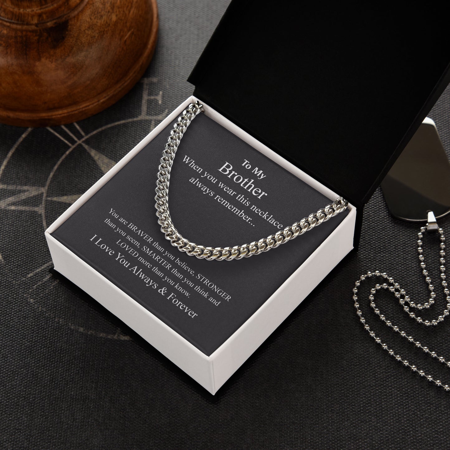 To My Brother Cuban Link Chain Necklace with Box