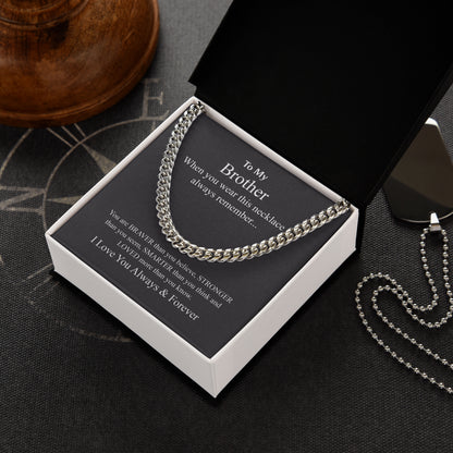 To My Brother Cuban Link Chain Necklace with Box
