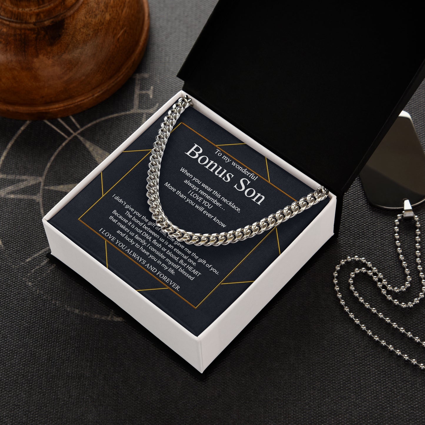 To My Wonderful Bonus Son Necklace Gift from Parents