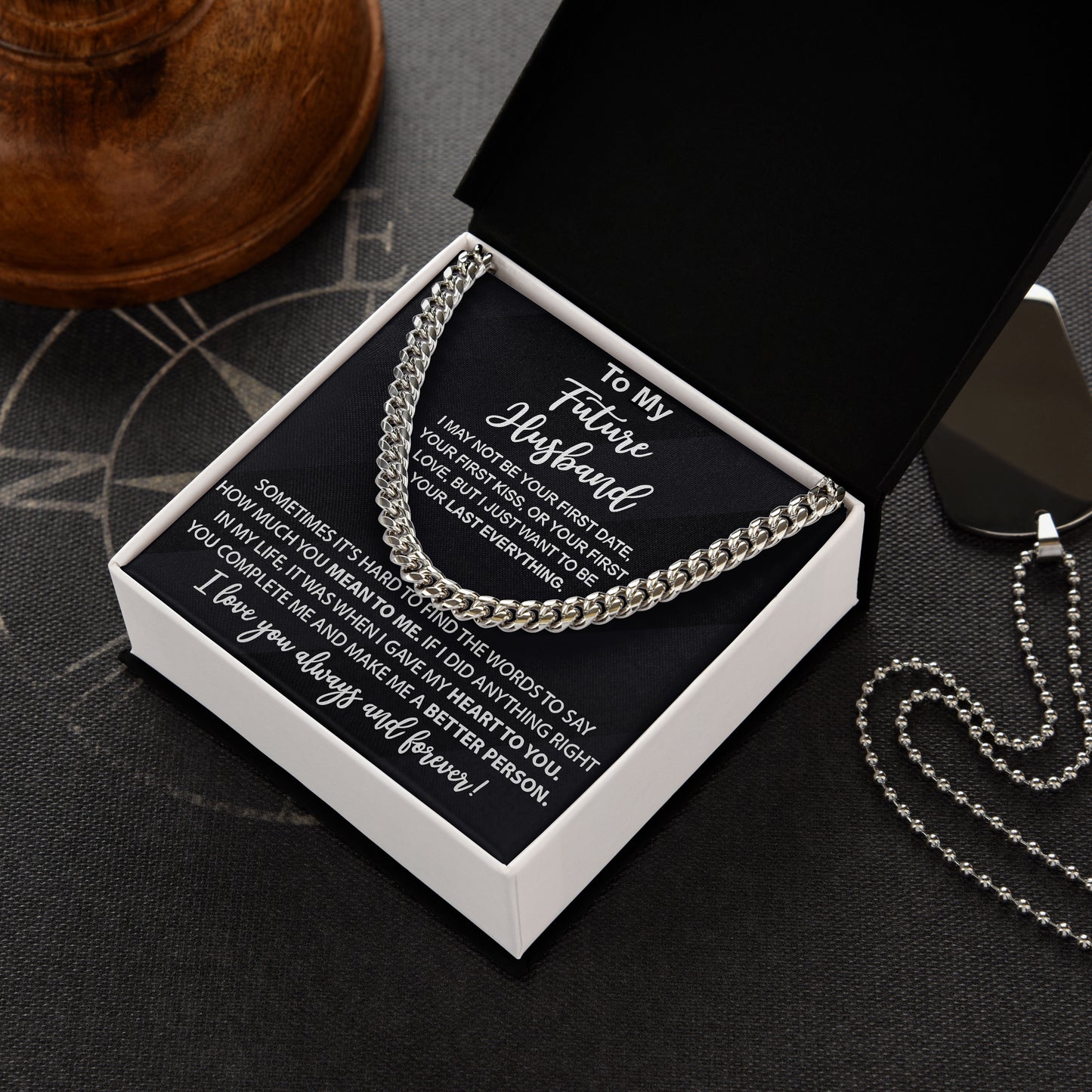 To My Husband Cuban Chain Necklace For Him Men