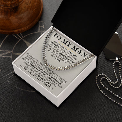 To My Man Necklace With Message Card Birthday Valentine Gift
