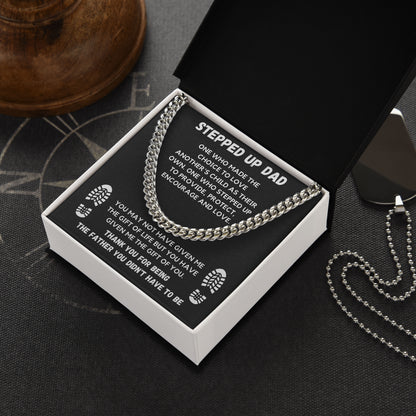 Stepped Up Dad Necklace Gift Father Cuban Link Chain