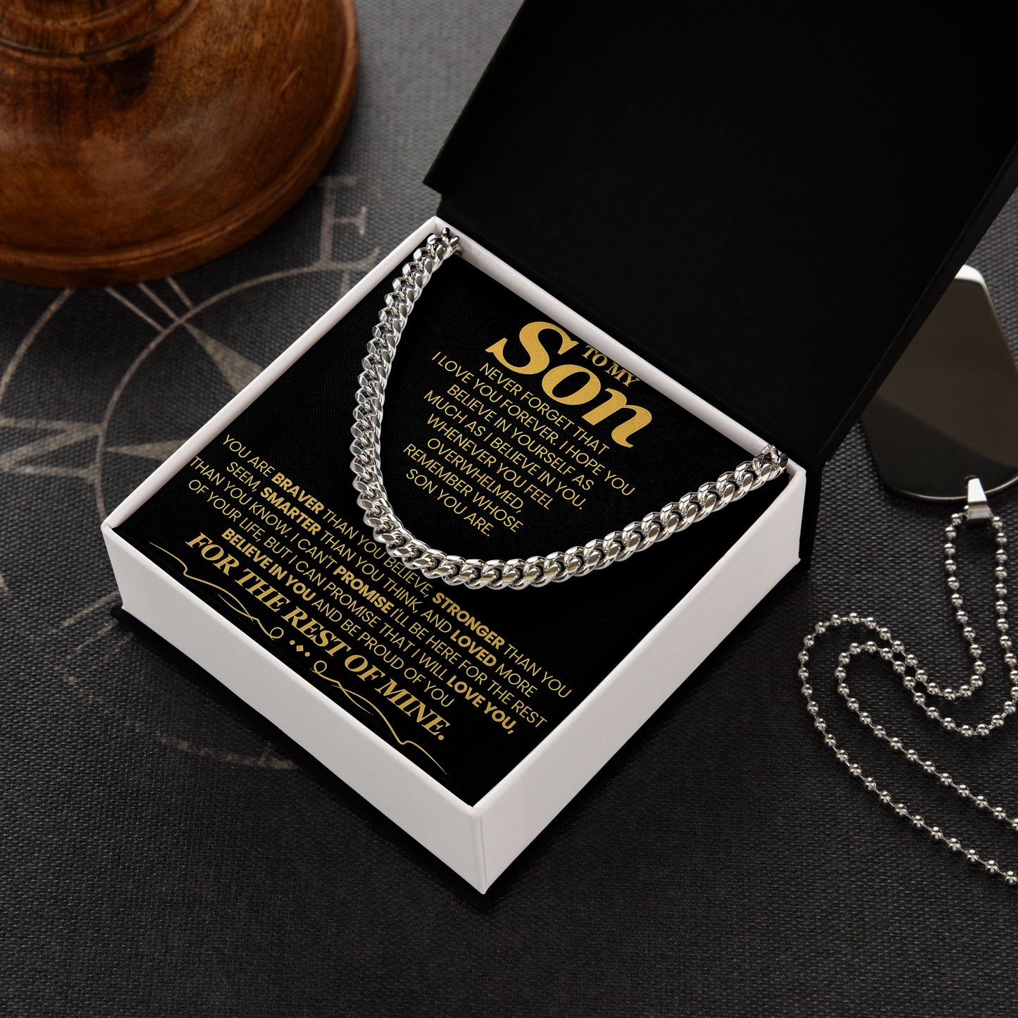 To My Son Cuban Chain Necklace Gift for Birthday and Anniversary
