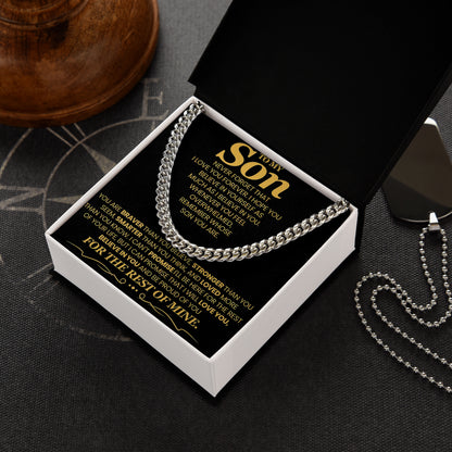 To My Son Cuban Chain Necklace Gift for Birthday and Anniversary