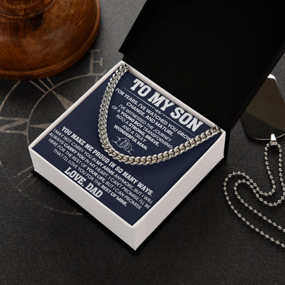 To My Son Necklace with Inspirational Message Card From Dad