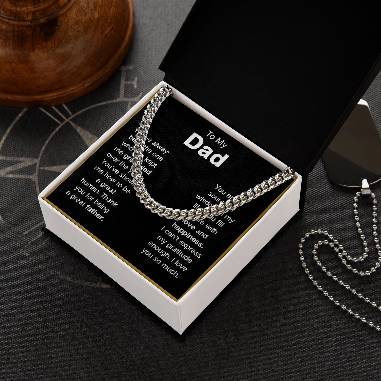 To My Dad Necklace Gift for Father Cuban Link Chain Jewelry