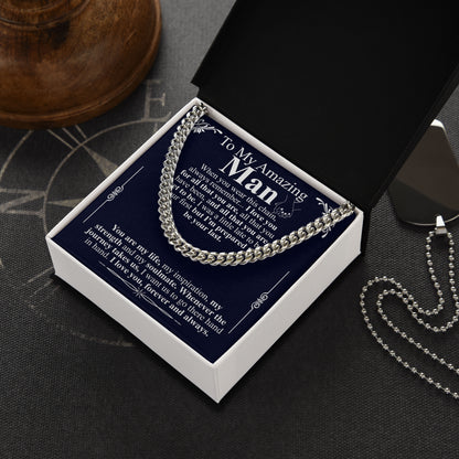 To My Amazing Man Cuban Link Chain Necklace