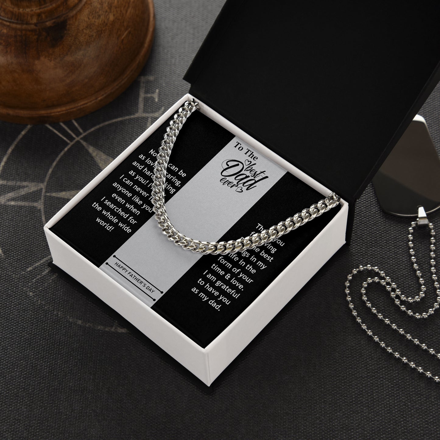 To The Best Dad Ever Necklace Gift Father Cuban Link Chain