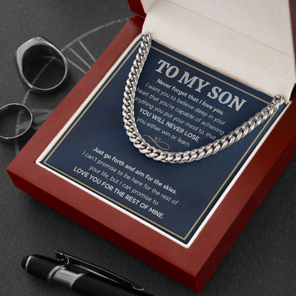 To My Son Cuban Link Chain Necklace from Mom and Dad