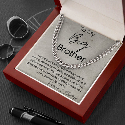 To My Big Brother Cuban Link Chain Necklace with Box From Sister