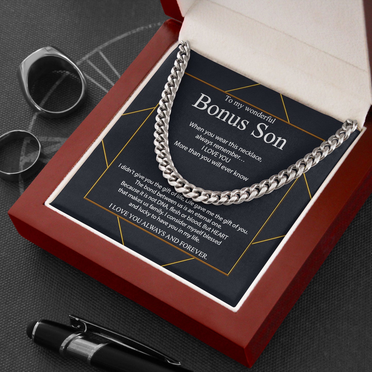 To My Wonderful Bonus Son Necklace Gift from Parents