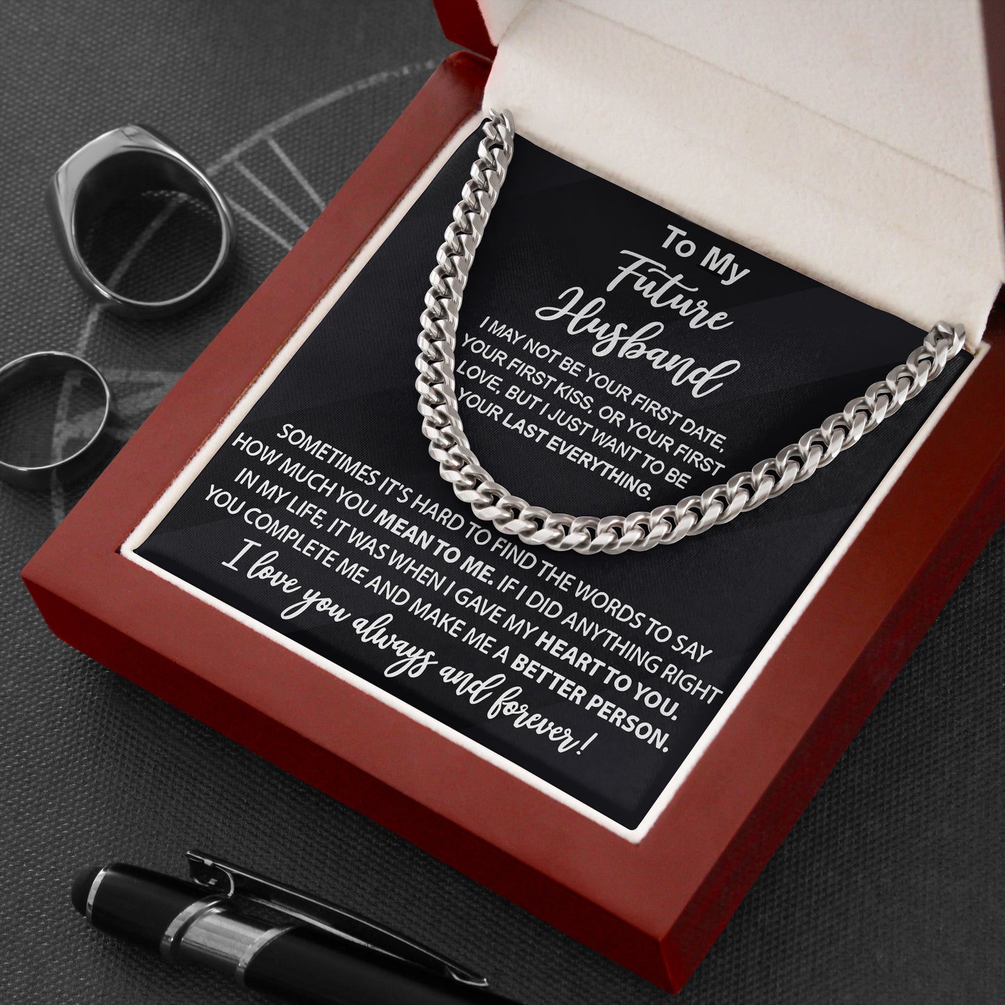 To My Husband Cuban Chain Necklace For Him Men